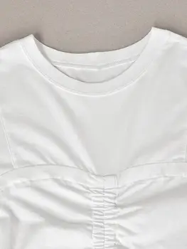 2022 Jar a v Lete Nové Rozstrapatené Okrúhlym Výstrihom, Krátke rukávy jednofarebné tričko Ženy Módne Topy