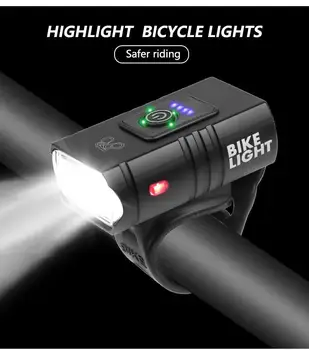 10W 800LM 2 T6 LED Bicyklov Svetla 6 Režimov USB Nabíjateľné Power meter MTB Horský Cestný Bicykel Predné Lampy Cyklistické Vybavenie hot