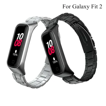 Nerezová Oceľ Remienok Pre Samsung Galaxy fit 2 SM-R220 Smart hodinky Kapela Zápästie, Náhradné Galaxy fit2 Kovový Náramok Pásu