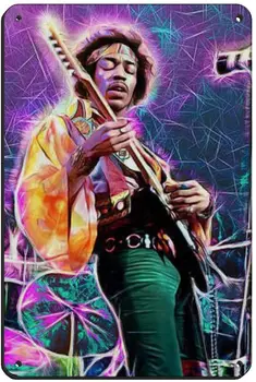 Gitarista Jimi Hendrix 3 Tin Prihlásiť Vintage Kovové Pub Club Cafe bar Domov Wall Art Decoration Plagát Retro 8×12inch