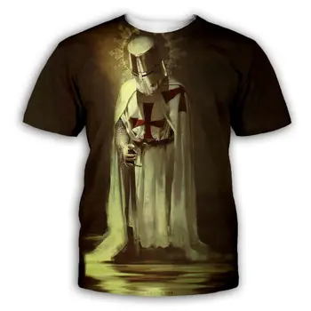 Rytier Templar Youth Populárne Ležérne pánske, Veľkosť Krátky Rukáv Voľné Cartoon 3D Vytlačené Krátkym Rukávom Letné Top