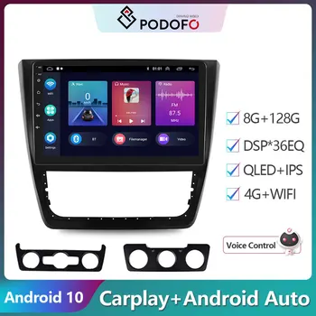 Podofo 4G Android 10.0 4G+64 G Auto Rádio Multimediálny Prehrávač Pre Škoda Yeti 2014 GPS Navigácie č 2din dvd Autoradio Carplay