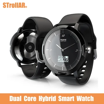 Dvojjadrový Dual Čas Hybrid Smart Hodinky 0.49 palcový OLED Dlhá výdrž Batérie, Srdcovej frekvencie Monior Hovor Pripomienka Smartwatch Módne Hodiny