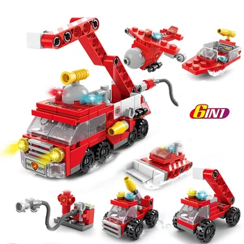 142Pcs Mesto hasičský Rebrík Truck Stavebné Bloky Sady hasičské Auto Model Montáž DIY Vzdelávacie Hračky pre Deti,