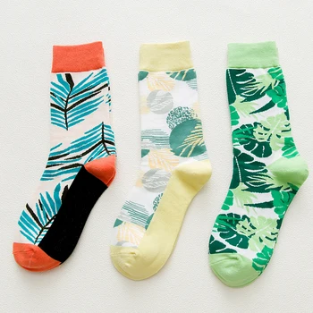 Módny Štýl Ponožky Listy Zelené Monstera Krátke Vzor Zábavné Bavlnené Ponožky Ženy Zimné Mužov Unisex Rastlín Krátke Ponožky Žena