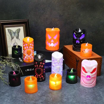 Halloween sviečkach LED Sviečka Stôl Dekorácie Tekvica Spider Ghost Strany Šťastný Halloween Party Dekor Pre Domáce 2021