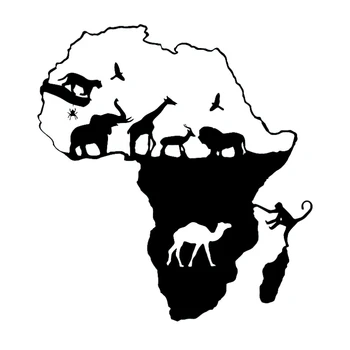 Afrika Mapa Odtlačkový Safari Elephant Opice Camel Žirafa Vinylová Dekorácia Auta Nálepku Tvorivé Nálepky Celé Telo