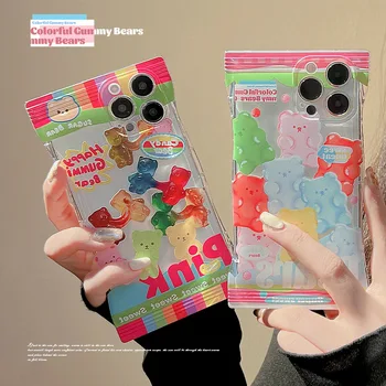 Denný Taška puzdro pre IPhone 14 Pro Max Transparentné Gummy Bear puzdro pre Iphone 13 12 11 Pro Prípade, Nové Módne Taška na Cestovanie Denne
