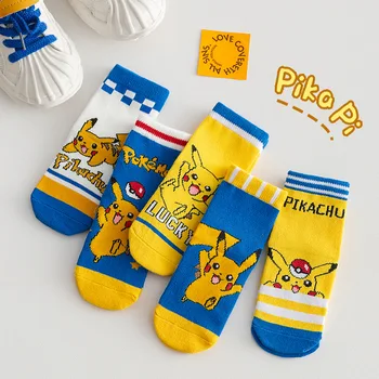 2022 Nový 5 Párov Pokémon Pikachu Ponožky Kvalitné Kreslený Módne Bavlna Priedušná Pot-Absorpciu Deti Anime Mid-Trubice Ponožky