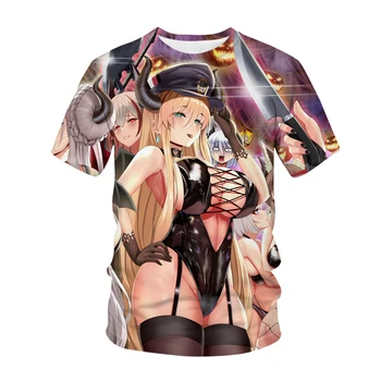 Azur Lane 3D Tlač T-Shirts Roztomilý Sexy Dievča Harajuku Streetwear Muži Ženy Móda Krátky Rukáv T Shirt Anime Hry Deti Tričká Topy