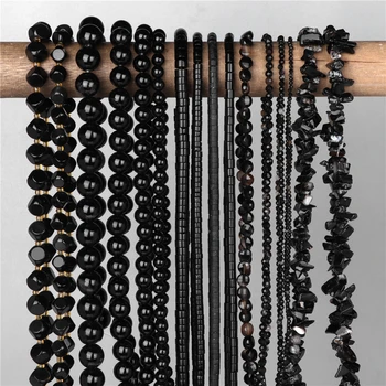 Nové V Prírodných Black Agates Kameň Korálky Tvárou Okrúhly Tvar Drahokamy, Perly Pre Šperky, Takže DIY Náramok, Náhrdelník Veľkoobchodné Dodávky