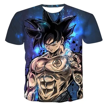 Letné pánske T-shirt Bežné Veľké Veľkosť 3D Tlač Japonské Anime Saiyan Goku detská Móda Top
