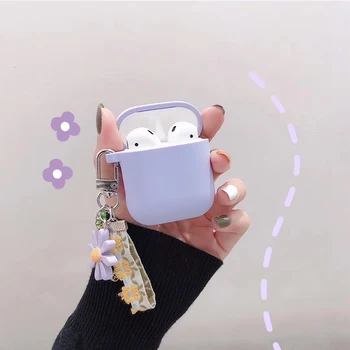 Luxusné Roztomilý kórejský Kvetinová Výzdoba puzdro pre Apple Airpods Prípade s Prídavné Slúchadlo Príslušenstvo Silikónové Krytie Poľa Keychain
