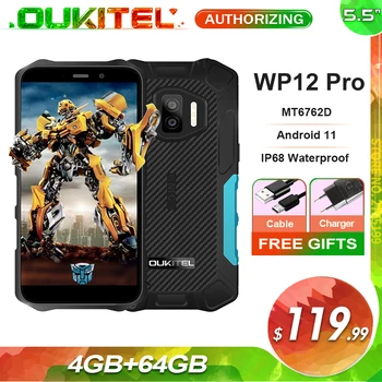 OUKITEL WP12 Pro 4GB+64GB Vodotesný IP68 Smartphone Android 11 5.5