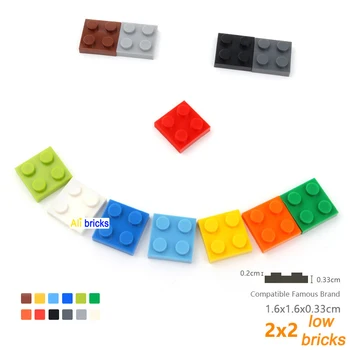 40pcs/veľa DIY Bloky Tehly Tenké 2X2 Vzdelávacie Montáž Konštrukcie Hračky pre Deti Veľkosti Kompatibilné S 3022