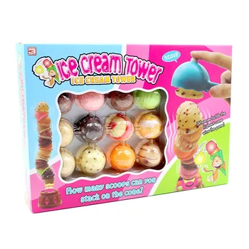 1Set Ice Cream Stack Up Play Veža Vzdelávacie Hračky pre Deti Roztomilý Simulácia Potravín Hračka pre Deti zmrzlina Predstierať, že Hrať S Box