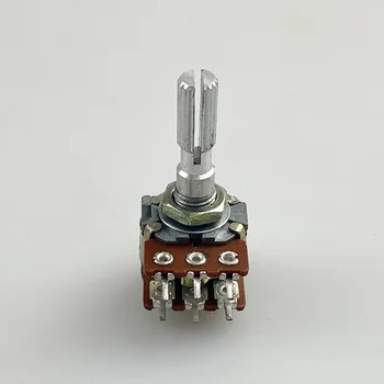 2 Kus 16 Typ B50K Stereo Kanál Hlasitosť Nastavte Potenciometer S Stred Kvetu Hriadeľ 25mm 6-Pin
