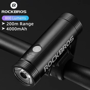 ROCKBROS Bicykel Predné Svetlo Rainproof 800LM Bicyklov Svetla USB Nabíjateľné Cyklistické Reflektor LED 4000mAh Baterka MTB Bike Lampa