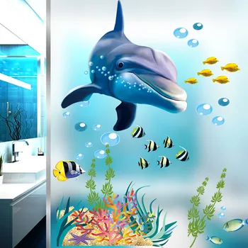 Dolphin Ryby Akvarijné Tichom Samolepky Na Stenu Pre Deti Detský Izby, Kuchyňa, Kúpeľňa Domova Cartoon Zvieratá Obtlačky Nástenné Art
