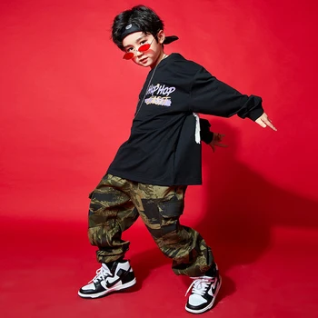 Deti Cool Hip Hop Oblečenie Mikina Topy Streetwear Camo Cargo Nohavice pre Dievčatá, Speváci, Tanečné Nosiť Kostým, Šaty Zobraziť Oblečenie