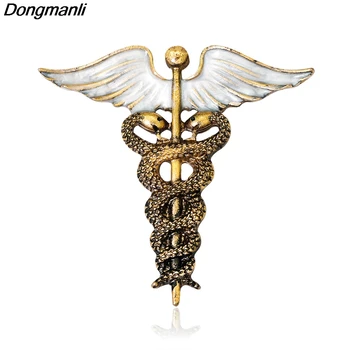 P2245 Dongmanli Vintage Caduceus Pin Lekárske Šperky, Darček pre Lekár/Sestra/Študentka medicíny Tyče, Asclepius Núdzové Brošňa