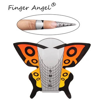 Prst Anjel 50/100/500PCS Nechtov Formy Tip Nail Art DIY Nástroj Papier Krivky Motýľ Chablon Nechty Gel, UV Rozšírenie francúzska Manikúra