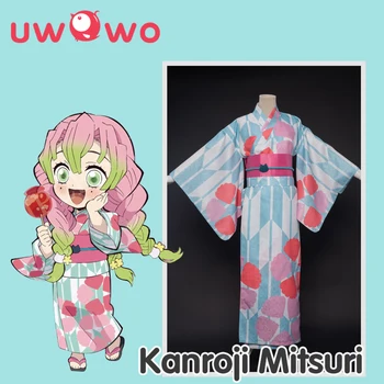UWOWO Anime Démon Vrah Kanroji Mitsuri Cosplay Kostým Letná Verzia Kimono Oblečenie pre Ženy, Pyžamá Halloween