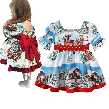 2022 Vianočné Princezná Šaty, Baby, Dievčatá Tutu Šaty Červené Luk Narodeninovej Party Santa Snehu Dieťa Oblečenie Oblečenie Batoľa Vianočné Kostýmy