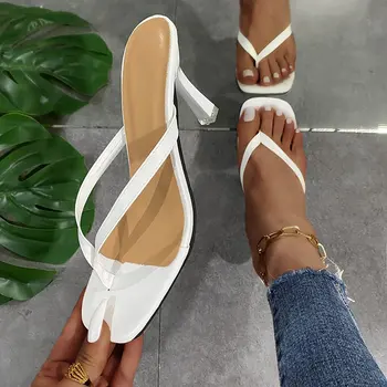 Jednoduché, Bežné Ženy Topánky Letné Klasické Stiletto Sandále a Papuče Clip-on Papuče Muller Nosiť žabky dámske Topánky Trend