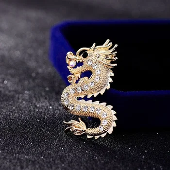 Zlatá Farba Draka Brošňa Pin pre Mužov Chinoiserie Brošňa Punk Šperky, Oblečenie, Doplnky