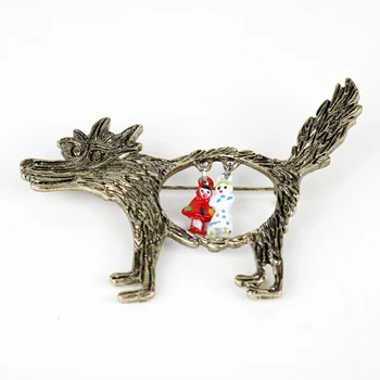 Vintage Šperky Big Bad Wolf Brucho Brošne Vlk Little Red Riding Hood Jedinečný Brošňa Kolíky Deti Vianočný Večierok Dary