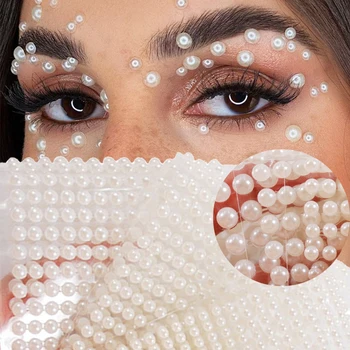 White Pearl 3D Oči, Tvár, Dočasné Tetovanie DIY Body Art Príslušenstvo Festival Dekorácie, Samolepiace Drahokamy Bodky Nechtov Kamienkami