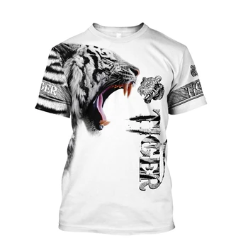 2021 Nový Tiger 3d Digitálna Tlač T-Shirt Lete Hlava Tigra Trend Zábava-Krátke Rukávy Street Style O-Krku Mužov Nadrozmerné T-Shirt