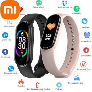Xiao 2022 M6 Smart Kapela Muža, Ženy, Šport Fitness Tracker Srdcový Monitor, Nepremokavé Bluetooth Deti Smartwatch Pre Android IOS