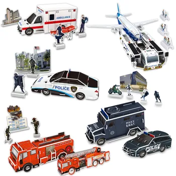 3D Vozidla Papier Puzzle Policajné Auto Fire Truck Swat Trailer Rovine Vzdelávacie Hračka Darček Pre Chlapca, Dievča Deti