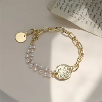 2020South Kórea nový zlatý . Nepravidelný barokový korálkový náramok geometrické strapec náramok šperky darček náhrdelník lady party