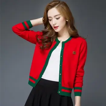 2023 Kórejský Módne Žena Knitwear Prekladané Malé Bunda Na Jar Jeseň Krátke Cardigan Pre Ženy, Dlhý Rukáv Top Voľné Kabát Mujer