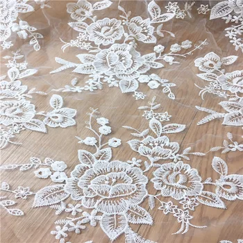 2yards žakárové svadobné biele čipky textílie francúzsky výšivky Organza látka pre čipky príslušenstvo diy Svadobné šaty, oblečenie MT38