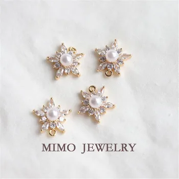 Farba zachovanie pozlátené zirkón micro vykladané imitácia perly prívesok sladké Japonský a kórejský štýl DIY príslušenstvo