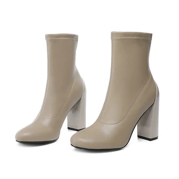 2022 jeseň novou módnou farbou high-end krátke topánky, sexy vysoké podpätky špeciálne tvarované náklon elastické topánky dámske topánky