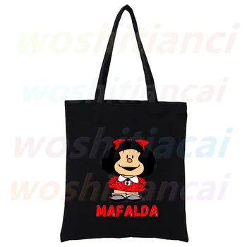 Legrační Karikatúra Mafalda Harajuku 90. rokov Nakupovanie Plátno Taška Ženy Dievča Tote Eco Shopper Tašky cez Rameno,Drop Ship