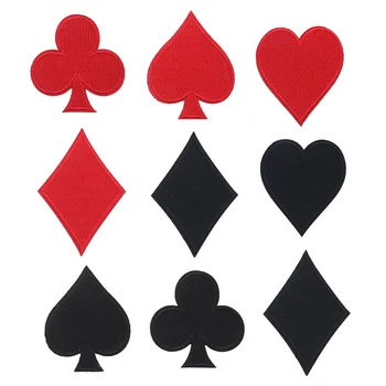 2 KS Poker Eso Piky Diamanty Škvrny Punk Odznaky Výšivky Patch Nášivka Žehlička na Oblečenie Nálepky Pruhy Hracie Karty
