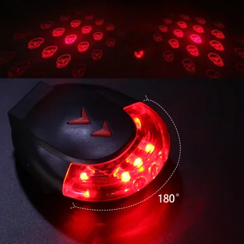 Projekcie lebky zadné svetlo Noc Bezpečnostné Upozornenie Line Laser zadné Svetlo s USB Nabíjanie Bicykel Zadné Svetlo LED Cyklistické Príslušenstvo