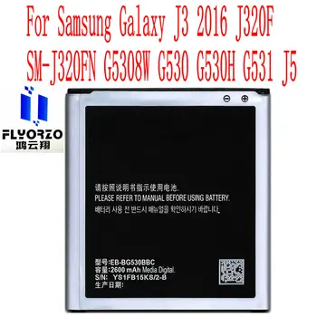 New Vysoká Kvalita 2600mAh EB-BG530BBC Batérie Pre Samsung Galaxy J3 2016 J320F SM-J320FN G5308W G530 G530H G531 J5 Mobilný Telefón