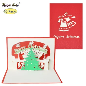 10 Pack 3D Veselé Vianoce Strom Pop-Up Holiday Karty Obálky Nový Rok Pohľadnice, Ručne vyrábané