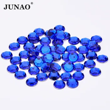 JUNAO 3 6 8 10 mm Tmavo Modrá Farba Kolo Flatback Crystal Kamienkami Nail Art Crystal Kamene Nálepky Non Rýchla oprava Kamienkami Diamond