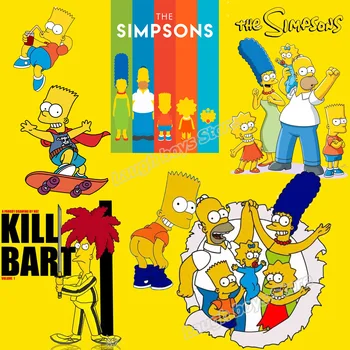Simpsonovci Patch na Oblečenie Prenos Tepla Nálepky Železa-Škvrny na Oblečení Appliqued Dekor Chlapec Dievča DIY Roztomilý Oblečenie Záplaty