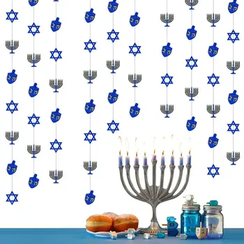 Šťastný Hanukkah Dekorácie Hanukkah Visí Garland s Dreidel Menorah Hexagon Židovská Chanuka Festival Dovolenku Dekorácie