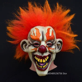 Halloween Horror Maska Zlo Strašidelné Plameň Klaun Maska Kaučukového Latexu Vlasy Zábavné Vianoce, Karneval, Party, Kostýmy, Rekvizity Ženy Darček