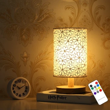 LED Stolná Lampa Ochrana Očí Drevené Diaľkové Lampa stolná Lampa USB Powered Plynulou Stmievanie Pre Obývacia Izba, Spálňa Domov Svetla